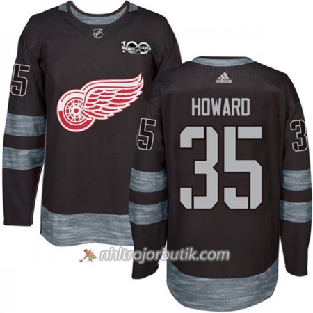 Män Ishockey Detroit Red Wings Tröja Jimmy Howard 35 1917-2017 100th Anniversary Adidas Svart Authentic